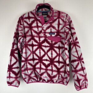 Patagonia Women's Synchilla T Snap Pullover Size S Pink Tie Dye Diamond Jacket